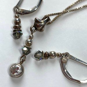 Silver and Gray Necklace and Earrings Set